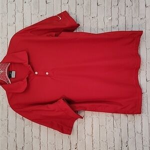 Nike Men's Therma-Fit Red Ribbed Polo, Golf, Size Medium